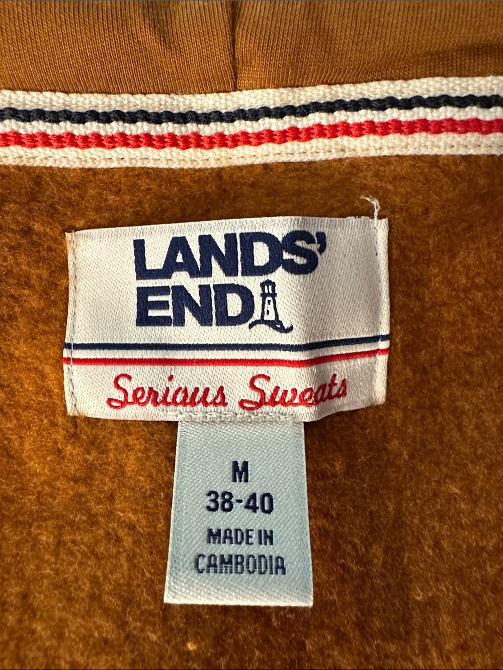 Lands' End Rust-Orange Full Zip Hooded Sweatshirt - Picture 3 of 3